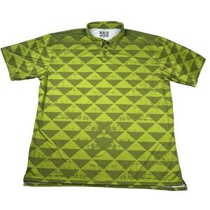 Hae Hawaii Shirt Mens 6xl Performance Golf Anywhere Polo Geometric Green Aloha